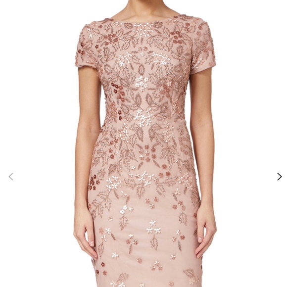 Adrianna Papell Dresses & Skirts - Adrianna Papell Beaded Rose Gold Dress - Size 16